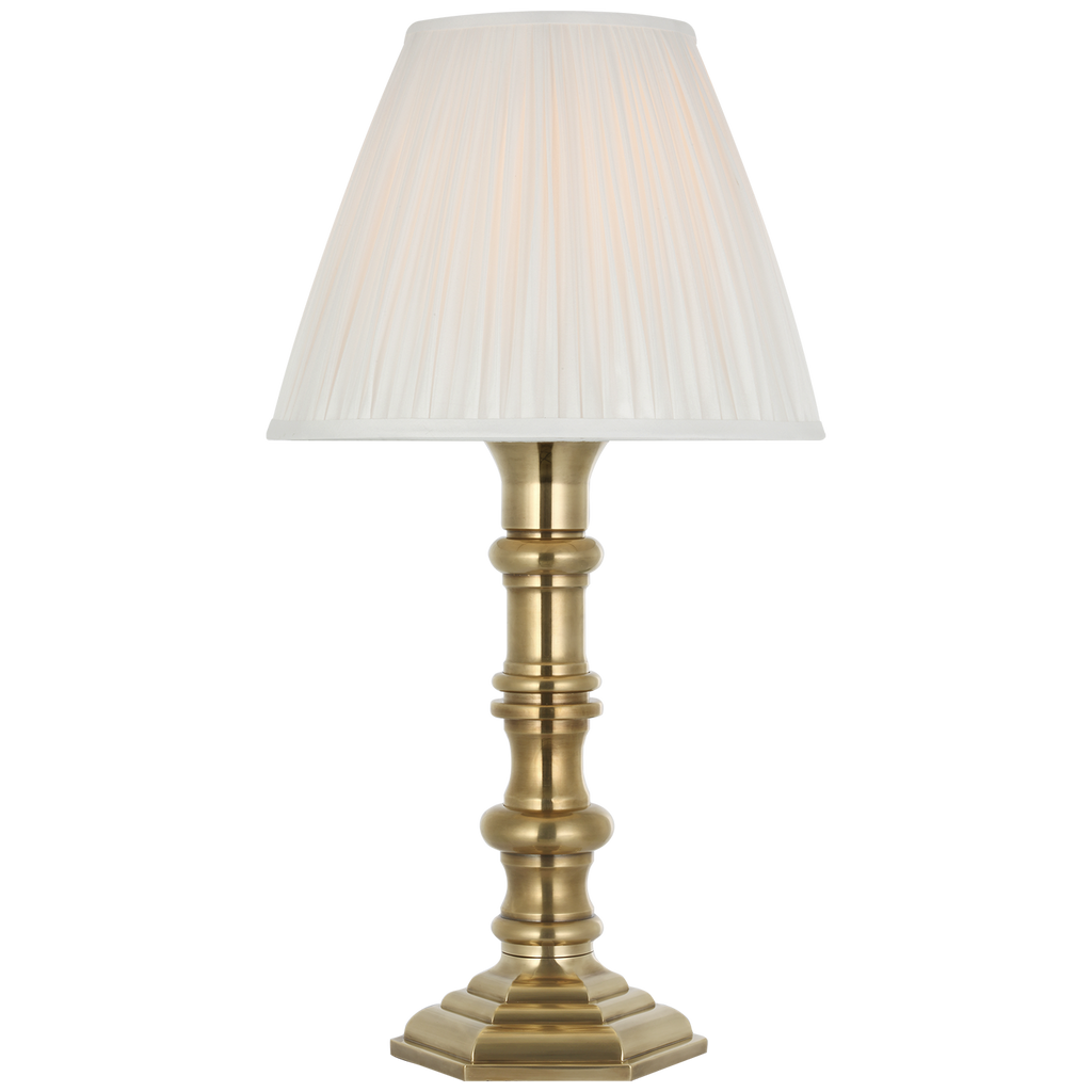 Thatcher 21" Cordless Table Lamp | Natural Brass | Silk Pleated Shade