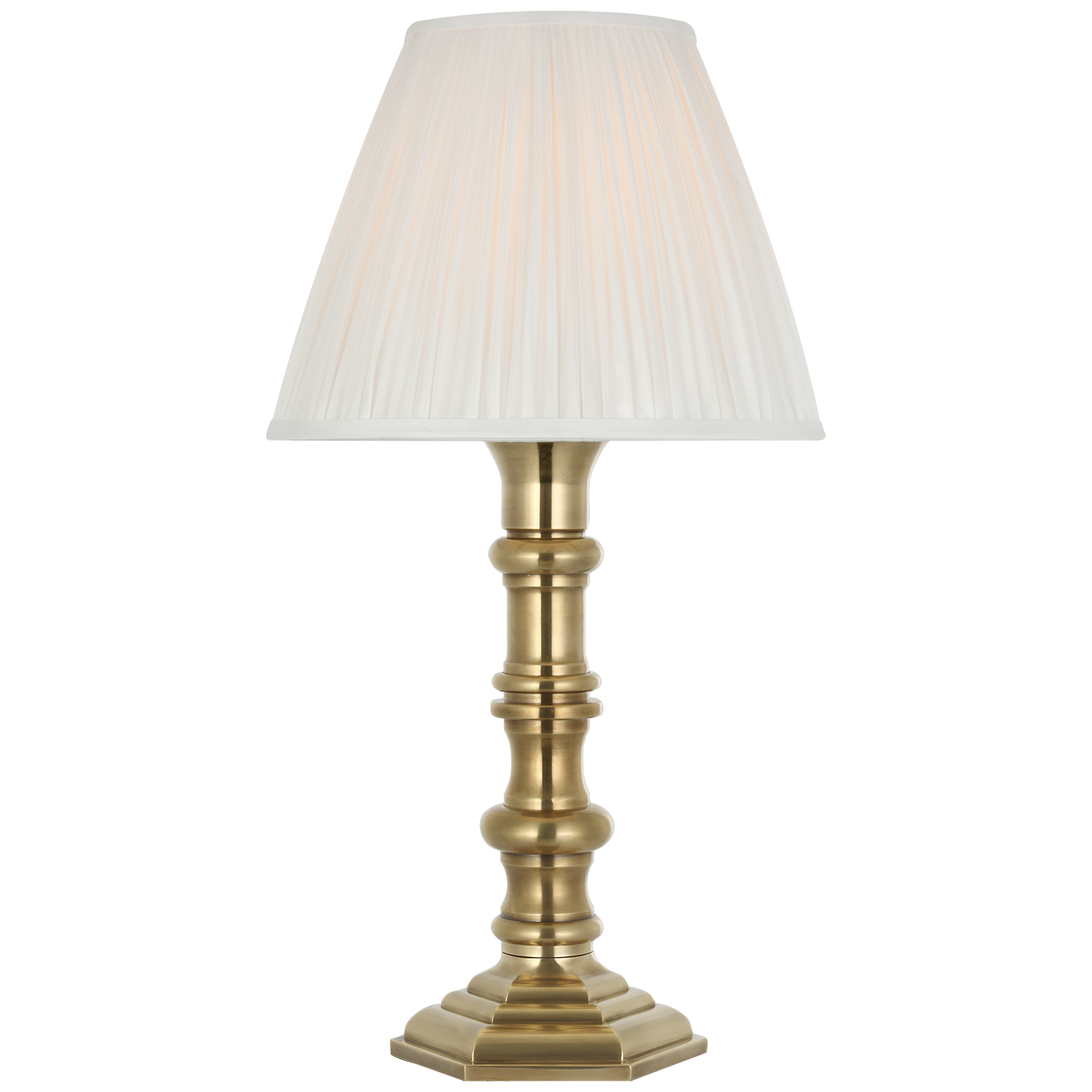 Thatcher 21" Cordless Table Lamp | Natural Brass | Silk Pleated Shade