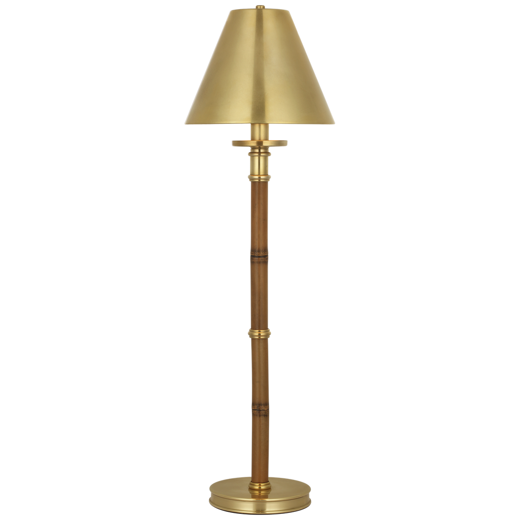 Dalfern 27" Cordless Desk Lamp | Waxed Bamboo and Natural Brass | Natural Brass Shade