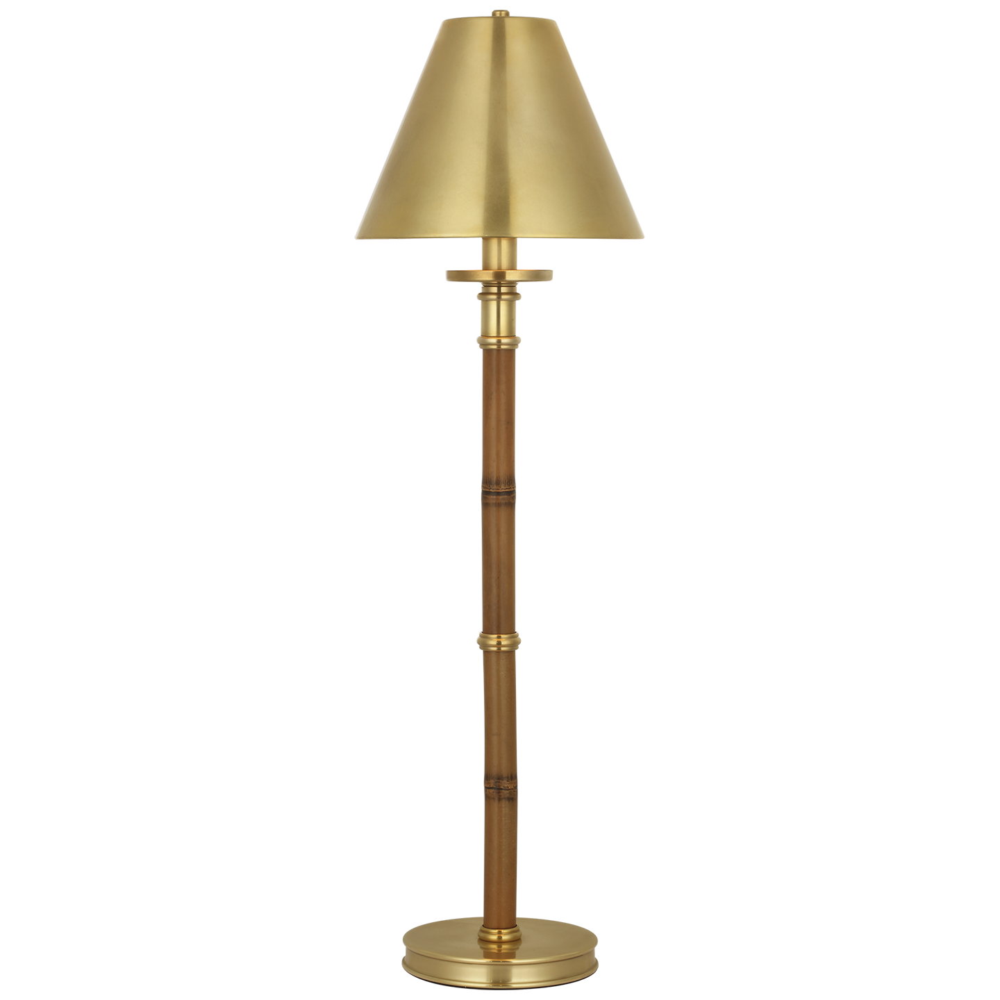 Dalfern 27" Cordless Desk Lamp | Waxed Bamboo and Natural Brass | Natural Brass Shade