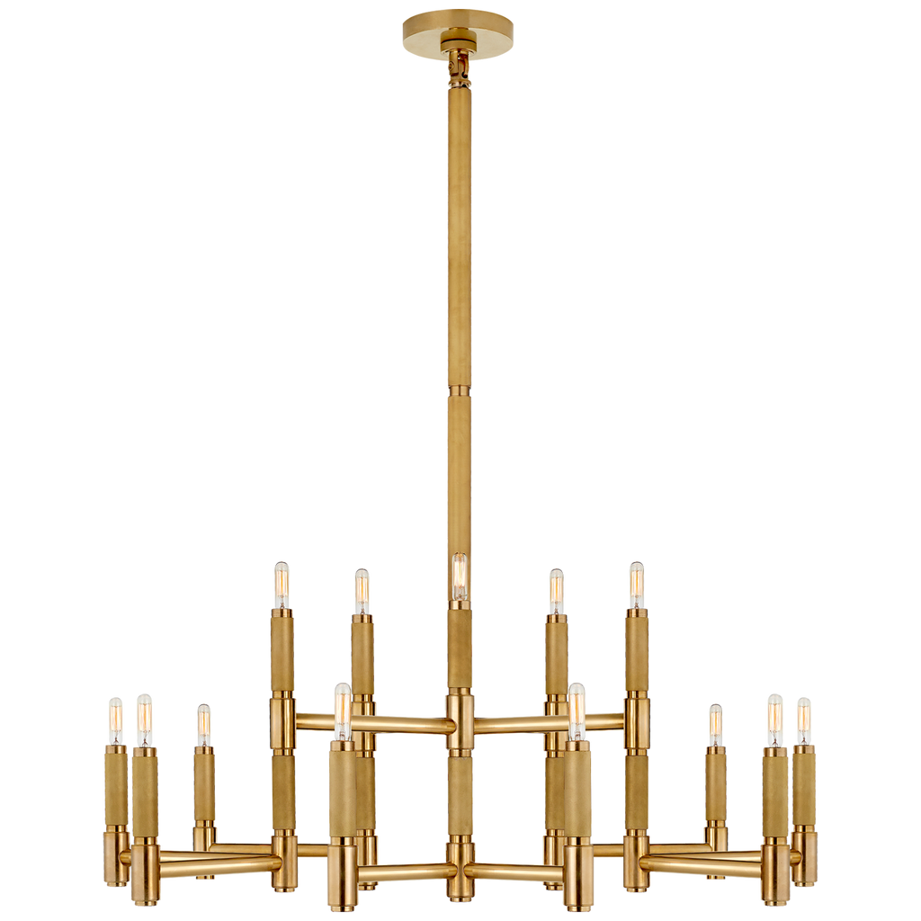 Barrett Large Knurled Chandelier | Natural Brass