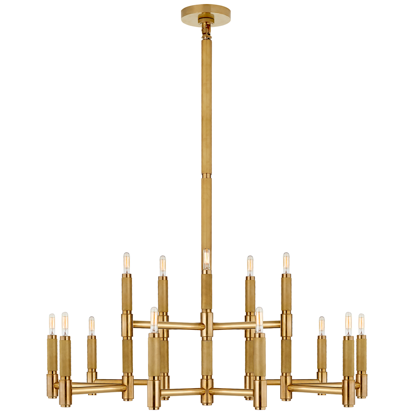 Barrett Large Knurled Chandelier | Natural Brass