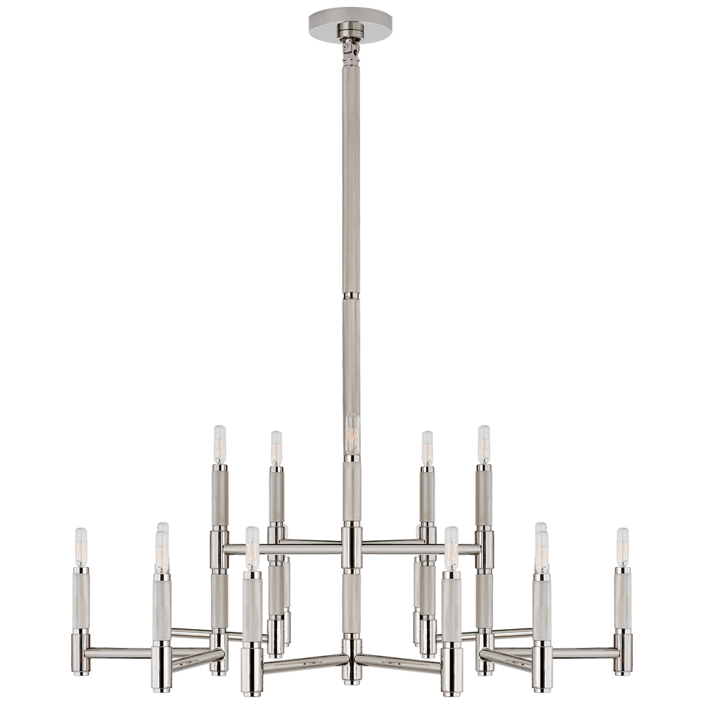 Barrett Large Knurled Chandelier | Polished Nickel