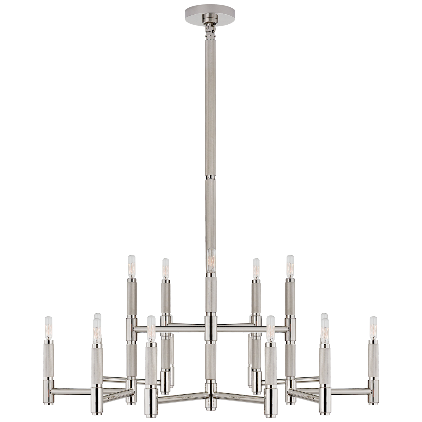 Barrett Large Knurled Chandelier | Polished Nickel