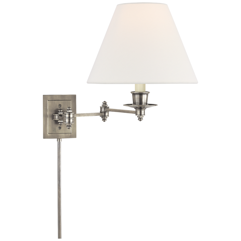 Triple Swing Arm Wall Lamp | Antique Nickel | Linen Shade