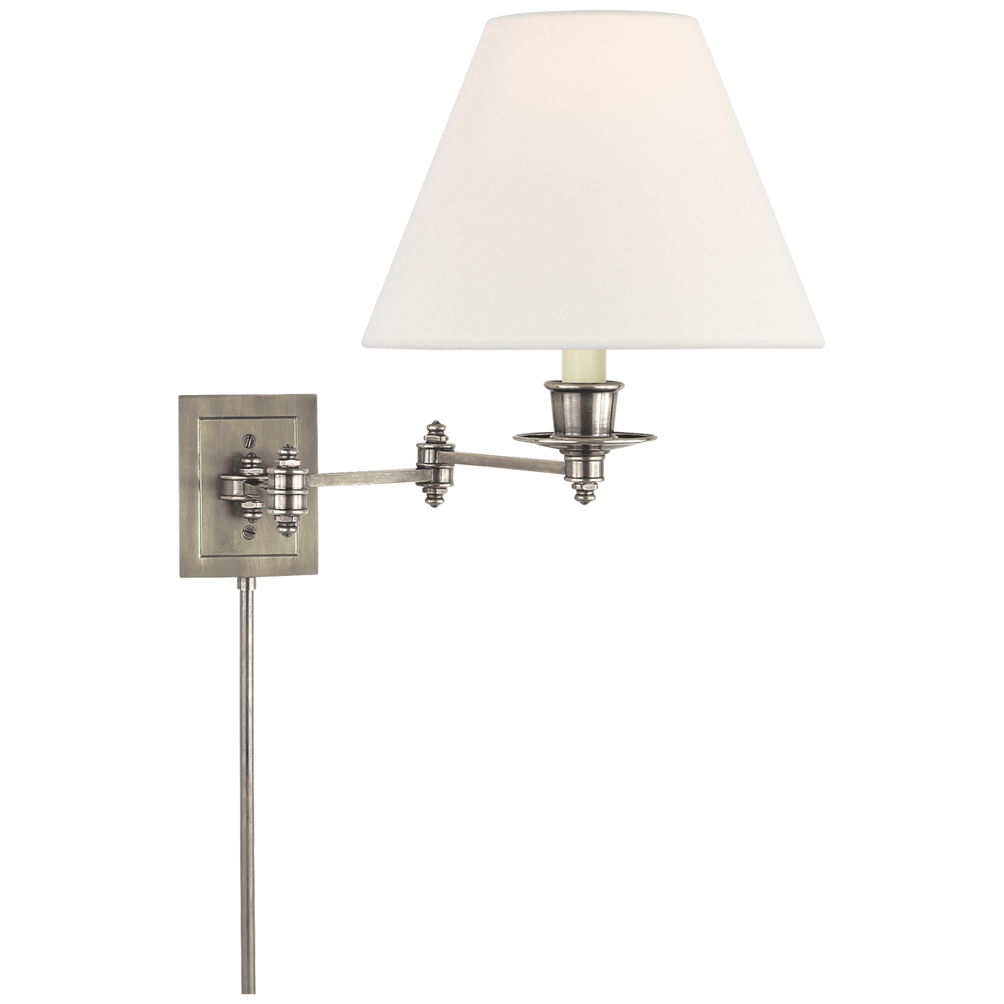 Triple Swing Arm Wall Lamp | Antique Nickel | Linen Shade