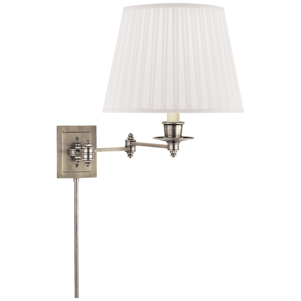 Triple Swing Arm Wall Lamp | Antique Nickel | Silk Shade