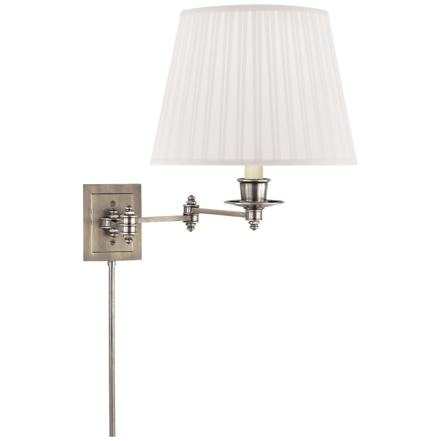 Triple Swing Arm Wall Lamp | Antique Nickel | Silk Shade