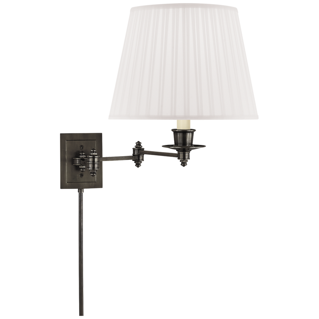 Triple Swing Arm Wall Lamp | Bronze | Silk Shade