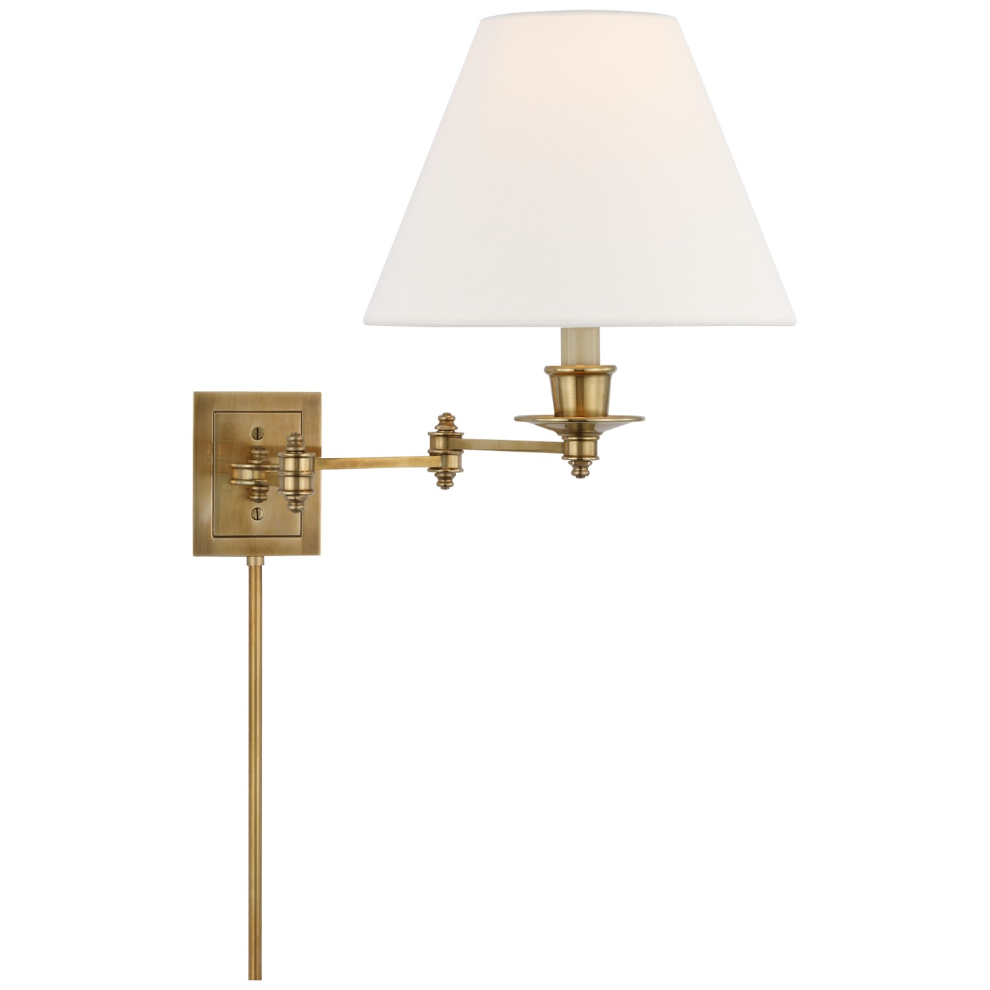 Triple Swing Arm Wall Lamp | Hand-Rubbed Antique Brass | Linen Shade