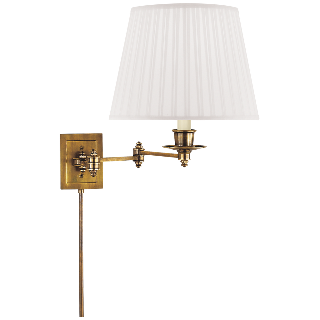 Triple Swing Arm Wall Lamp | Hand-Rubbed Antique Brass | Silk Shade