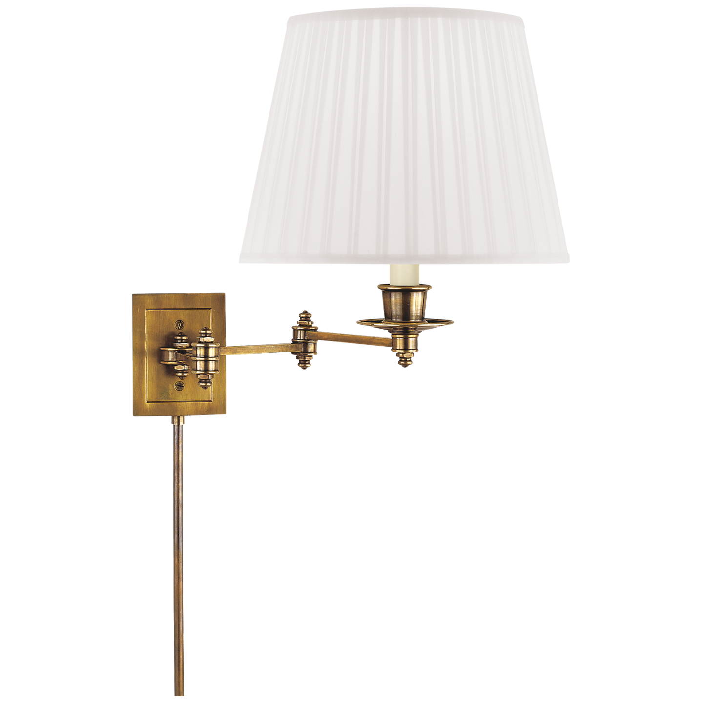 Triple Swing Arm Wall Lamp | Hand-Rubbed Antique Brass | Silk Shade