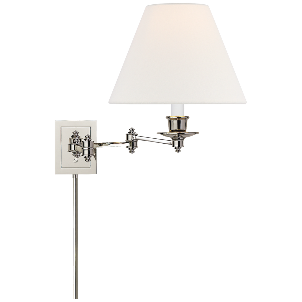 Triple Swing Arm Wall Lamp | Polished Nickel | Linen Shade