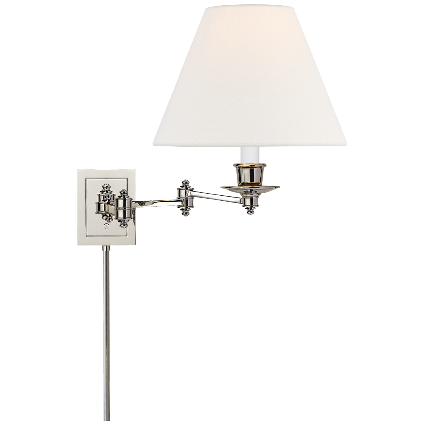 Triple Swing Arm Wall Lamp | Polished Nickel | Linen Shade