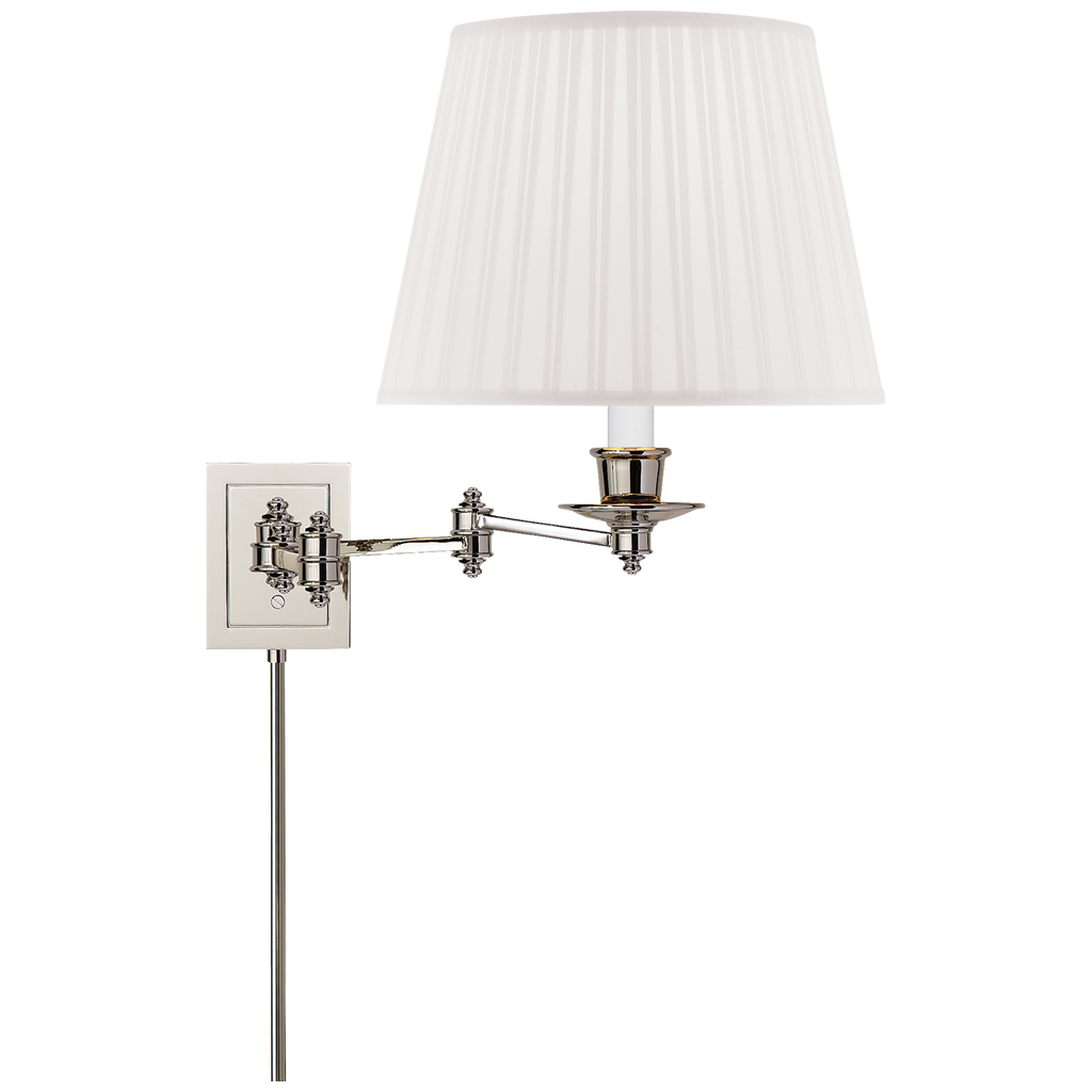 Triple Swing Arm Wall Lamp | Polished Nickel | Silk Shade