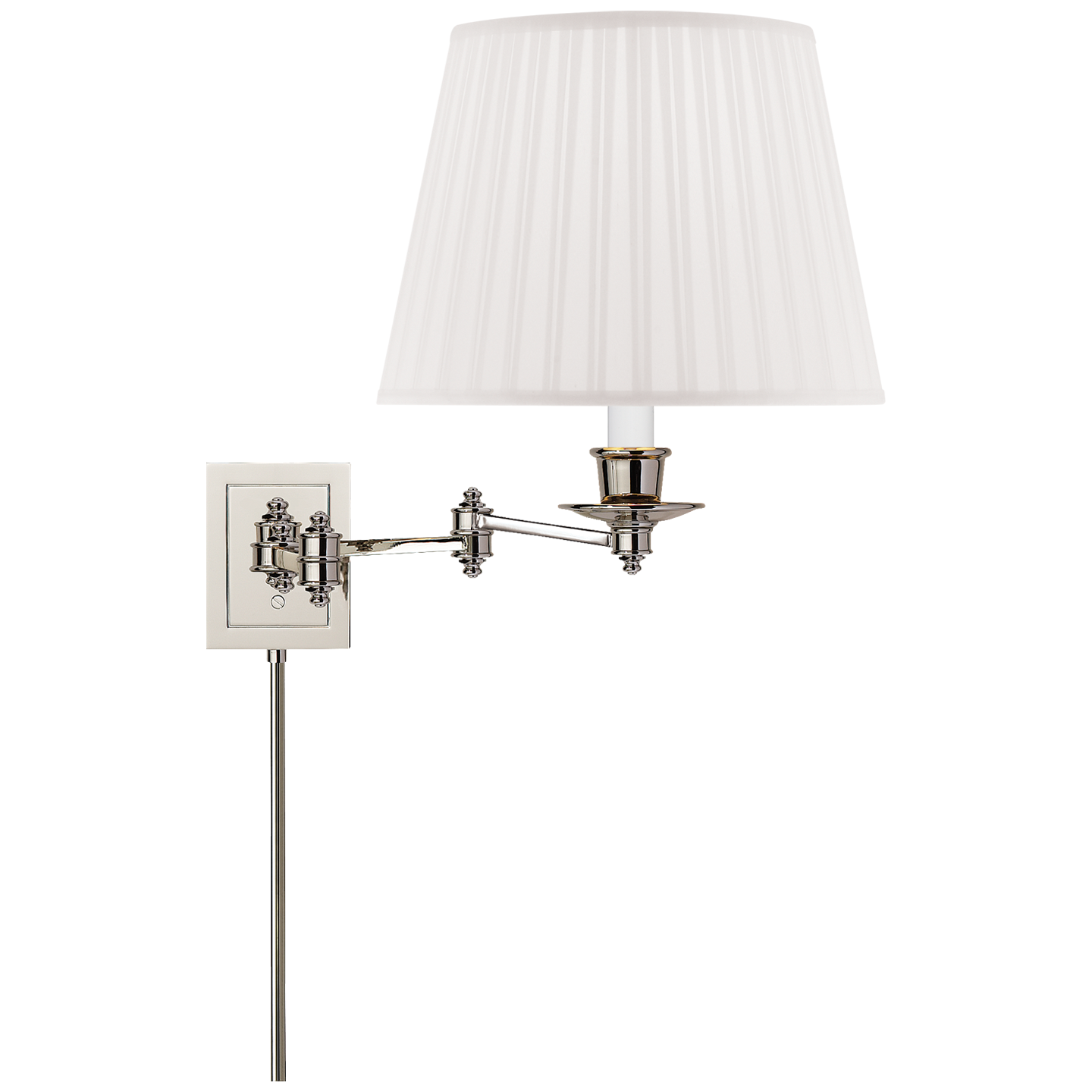Triple Swing Arm Wall Lamp | Polished Nickel | Silk Shade