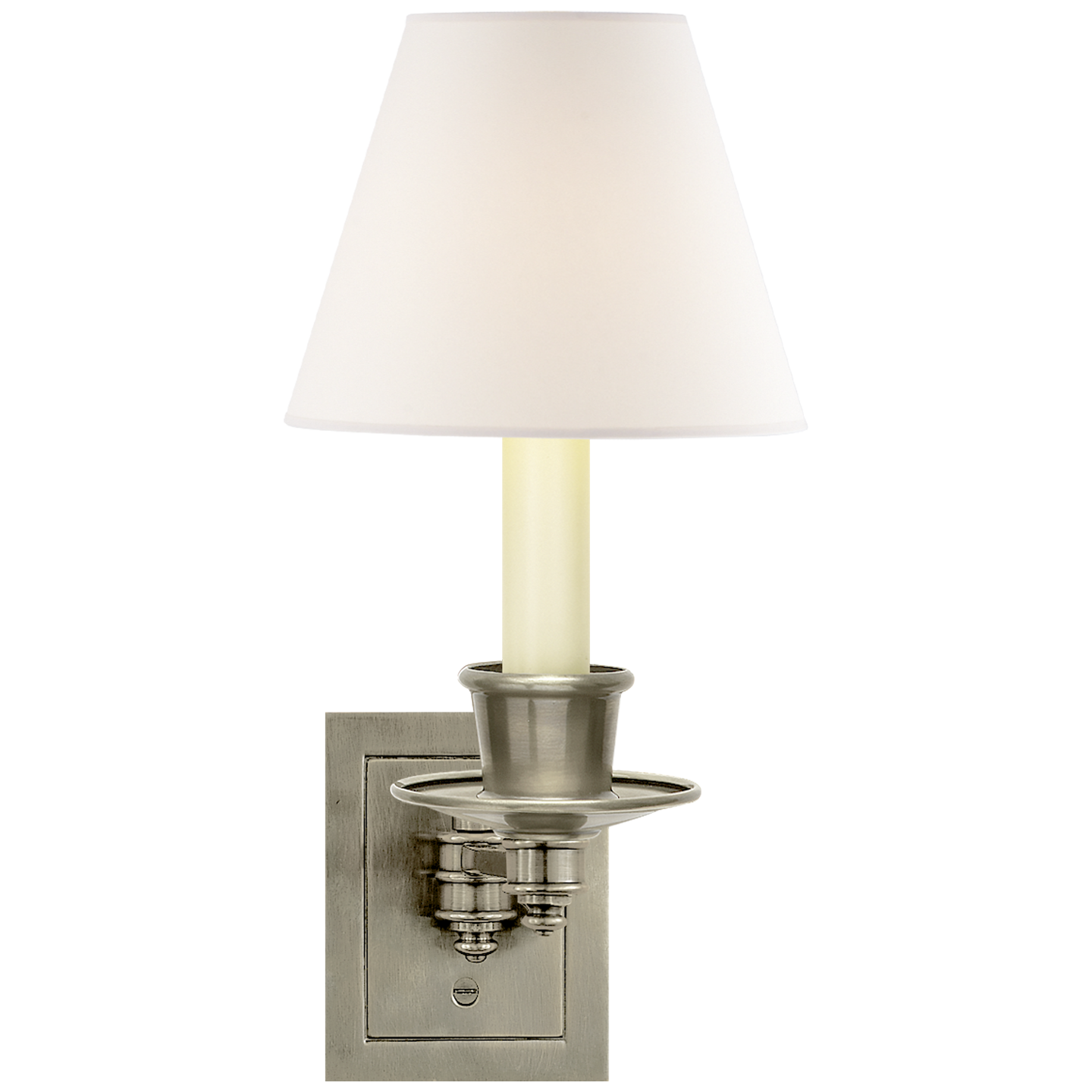 Single Swing Arm Sconce | Antique Nickel | Linen Shade 2