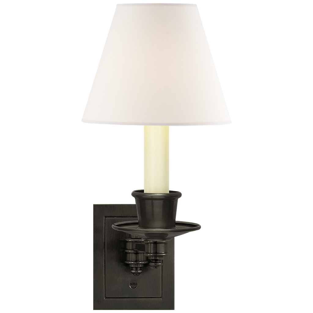 Single Swing Arm Sconce | Bronze | Linen Shade