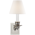 Single Swing Arm Sconce | Polished Nickel | Linen Shade 2