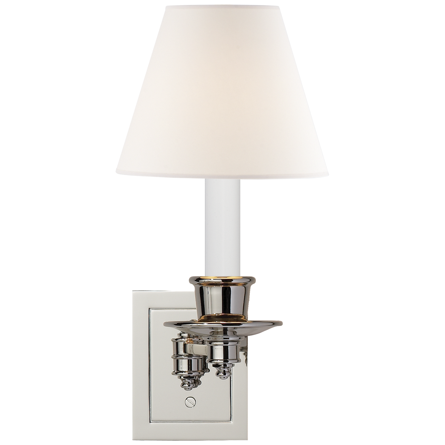 Single Swing Arm Sconce | Polished Nickel | Linen Shade 2