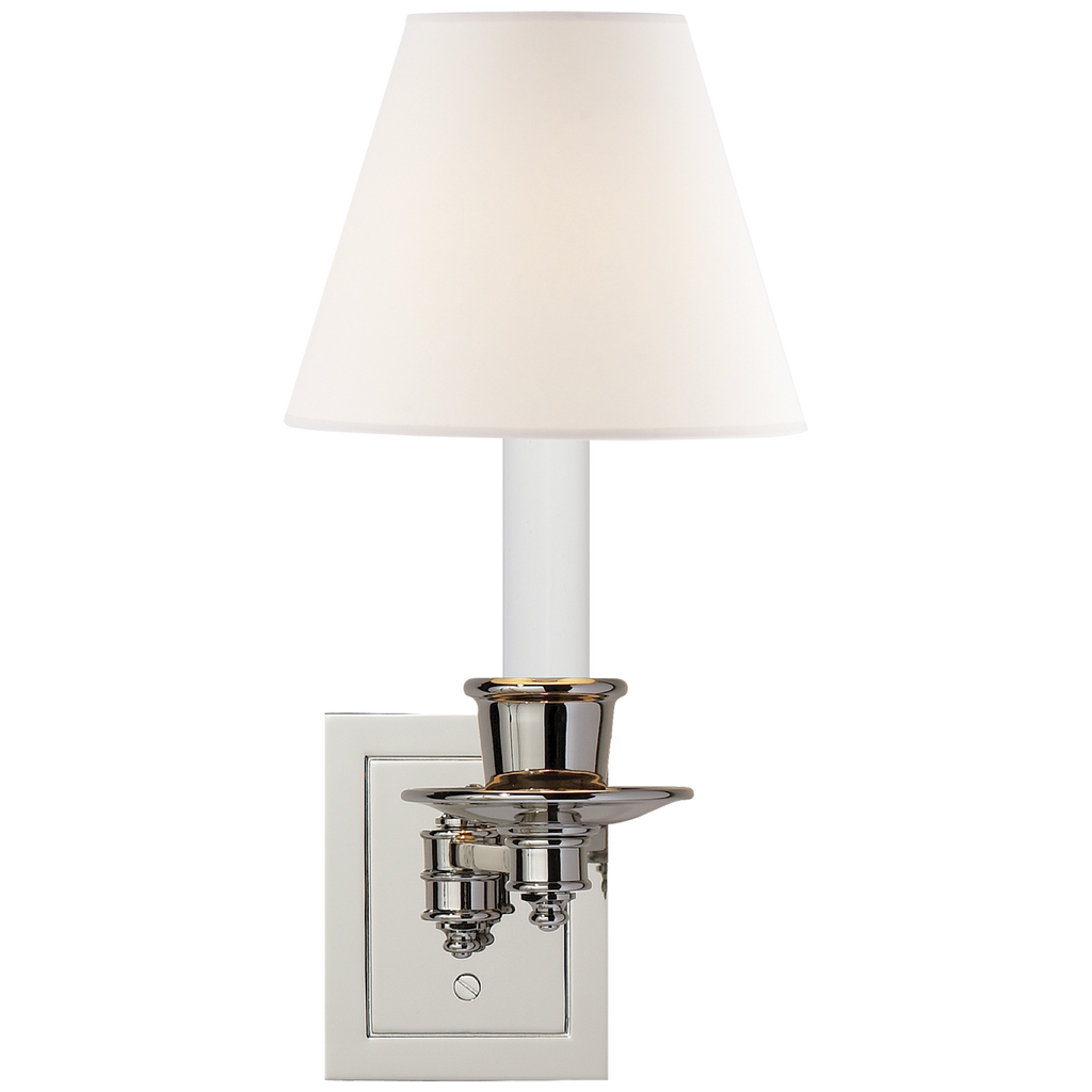 Single Swing Arm Sconce | Polished Nickel | Linen Shade