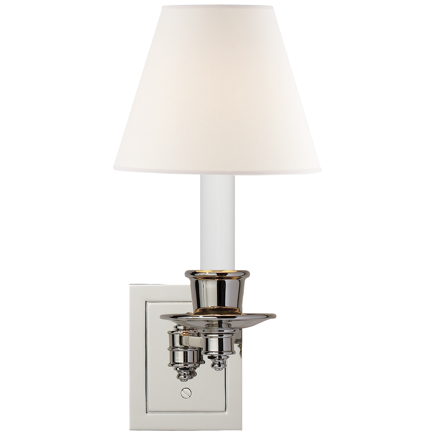 Single Swing Arm Sconce | Polished Nickel | Linen Shade