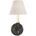 French Single Sconce | Bronze | Linen Shade