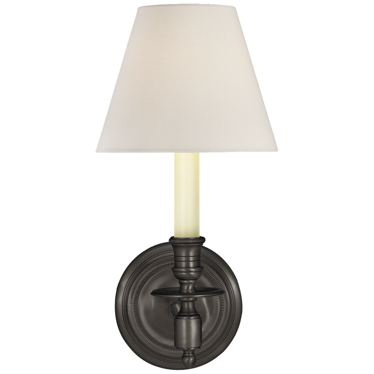 French Single Sconce | Bronze | Linen Shade