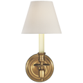 French Single Sconce | Hand-Rubbed Antique Brass | Linen Shade