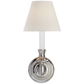 French Single Sconce | Polished Nickel | Linen Shade