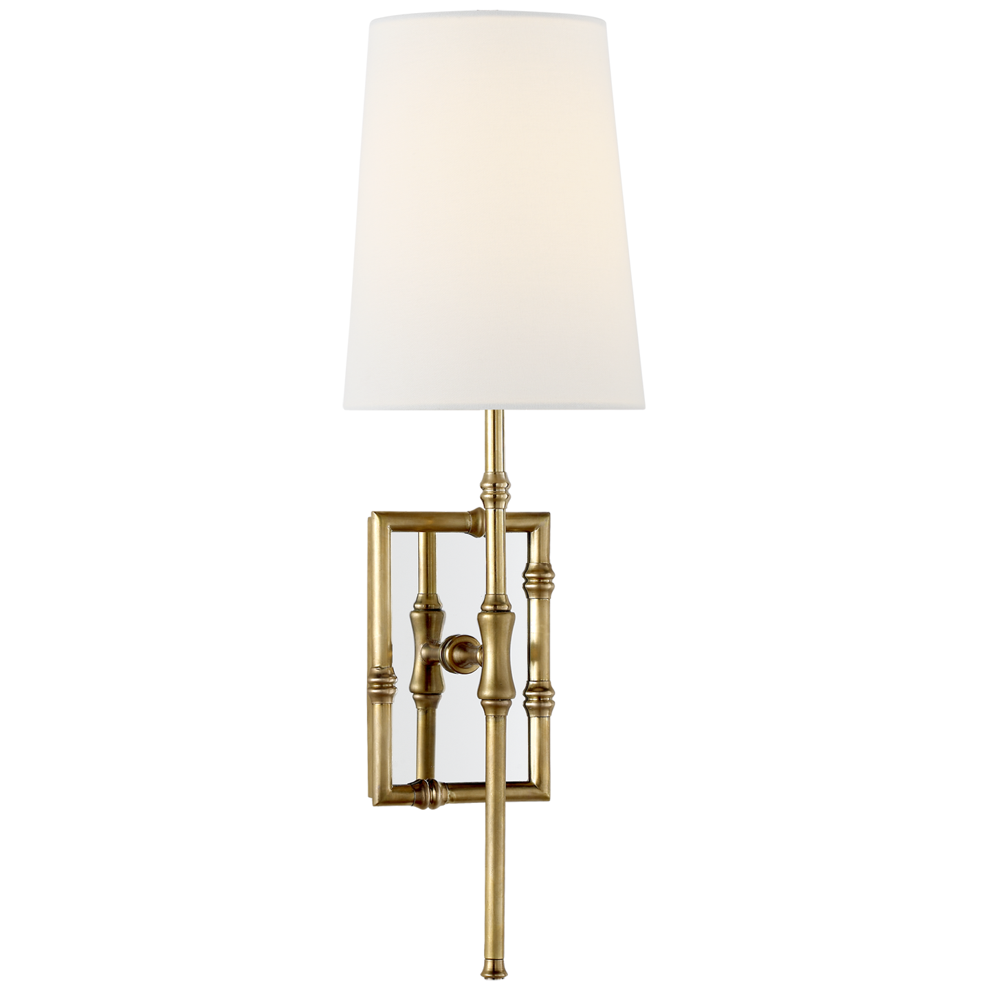 Grenol Single Modern Bamboo Sconce | Hand-Rubbed Antique Brass | Linen Shade