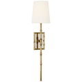 Grenol Single Bamboo Tail Sconce | Hand-Rubbed Antique Brass | Linen Shade