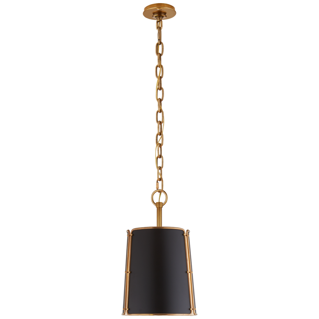 Hastings Small Pendant | Hand-Rubbed Antique Brass | Black Shade