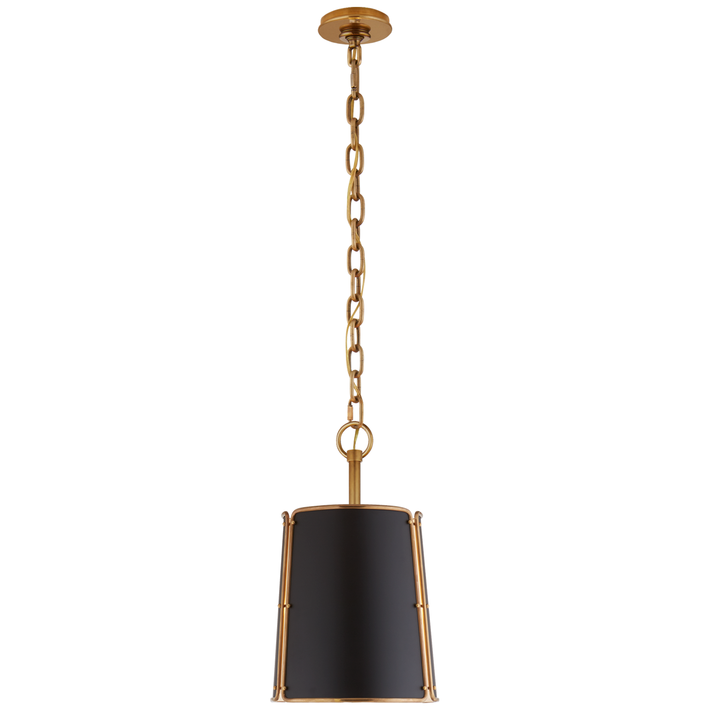 Hastings Small Pendant | Hand-Rubbed Antique Brass | Black Shade