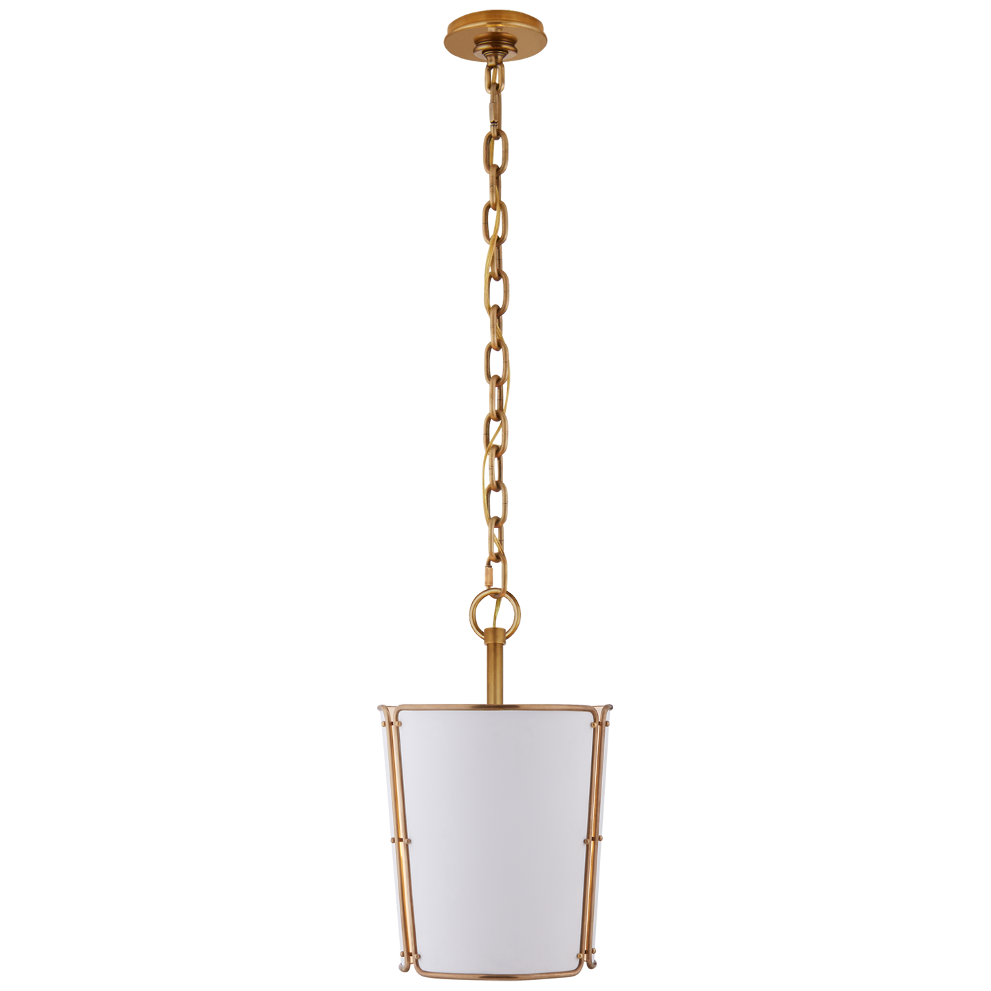 Hastings Small Pendant | Hand-Rubbed Antique Brass | White Shade