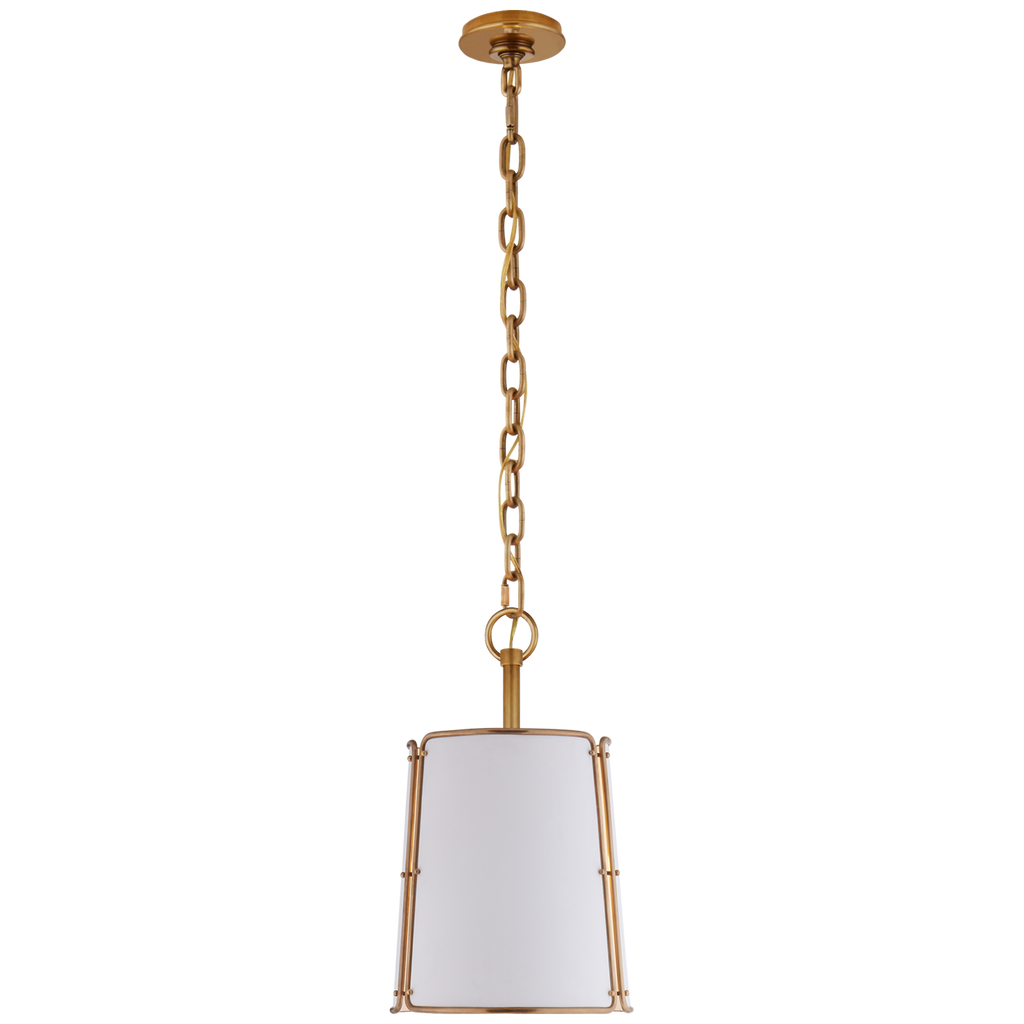 Hastings Small Pendant | Hand-Rubbed Antique Brass | White Shade