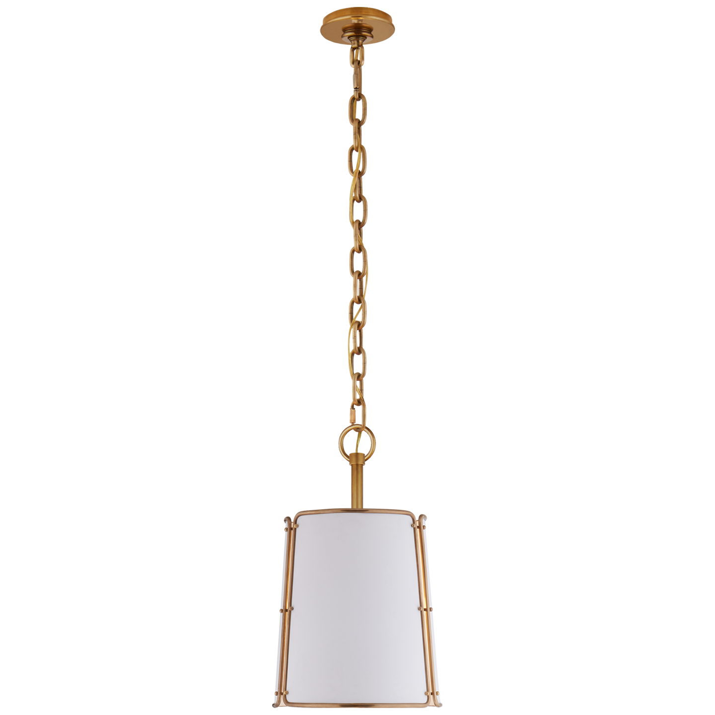 Hastings Small Pendant | Hand-Rubbed Antique Brass | White Shade
