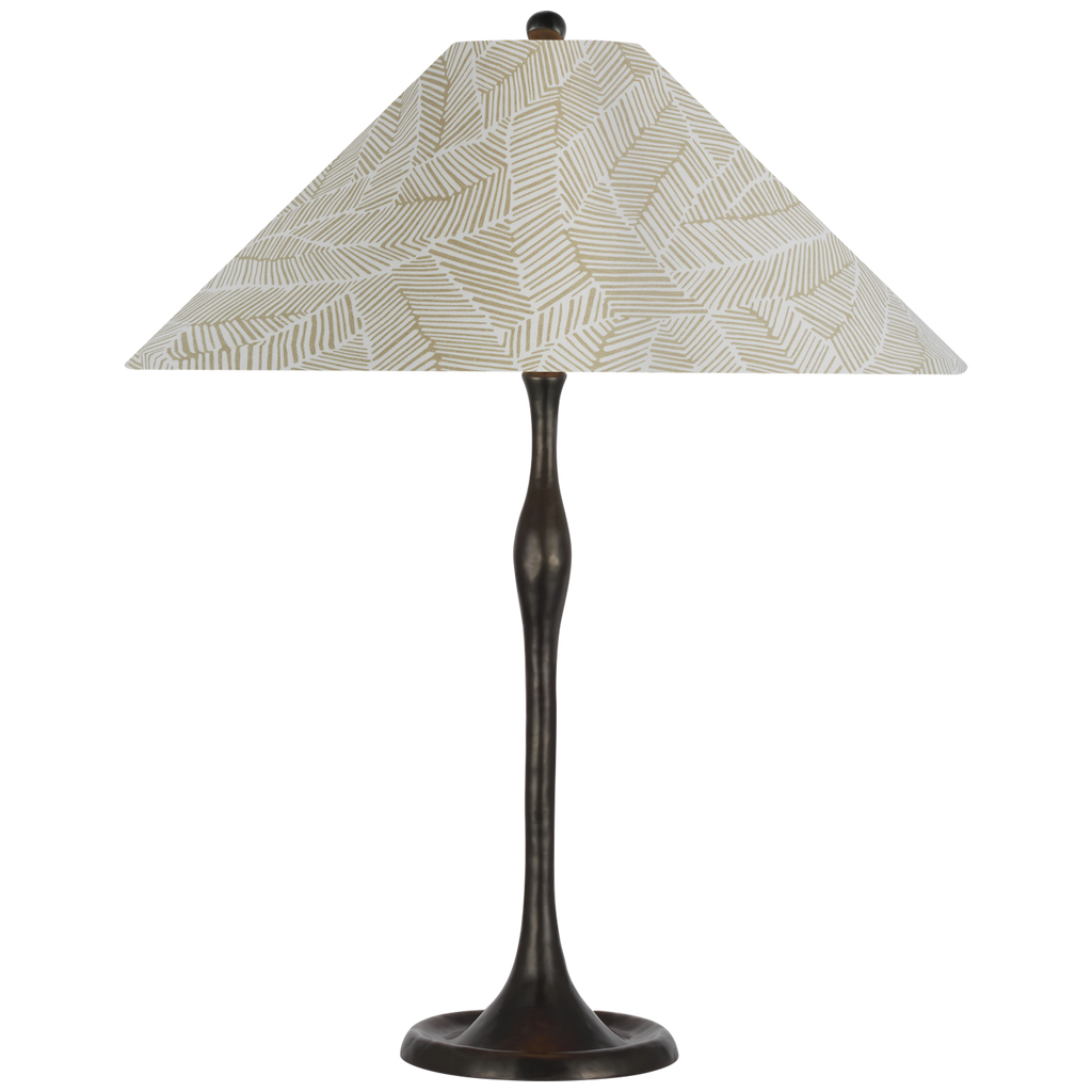 Romero Medium Table Lamp | Bronze | Schumacher 19" Taupe Abstract Leaf Flare Shade