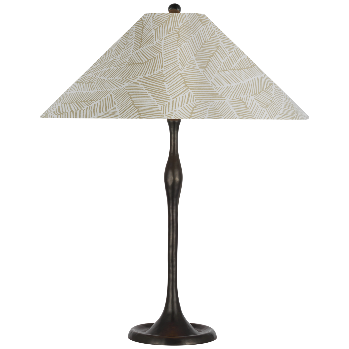 Romero Medium Table Lamp | Bronze | Schumacher 19" Taupe Abstract Leaf Flare Shade