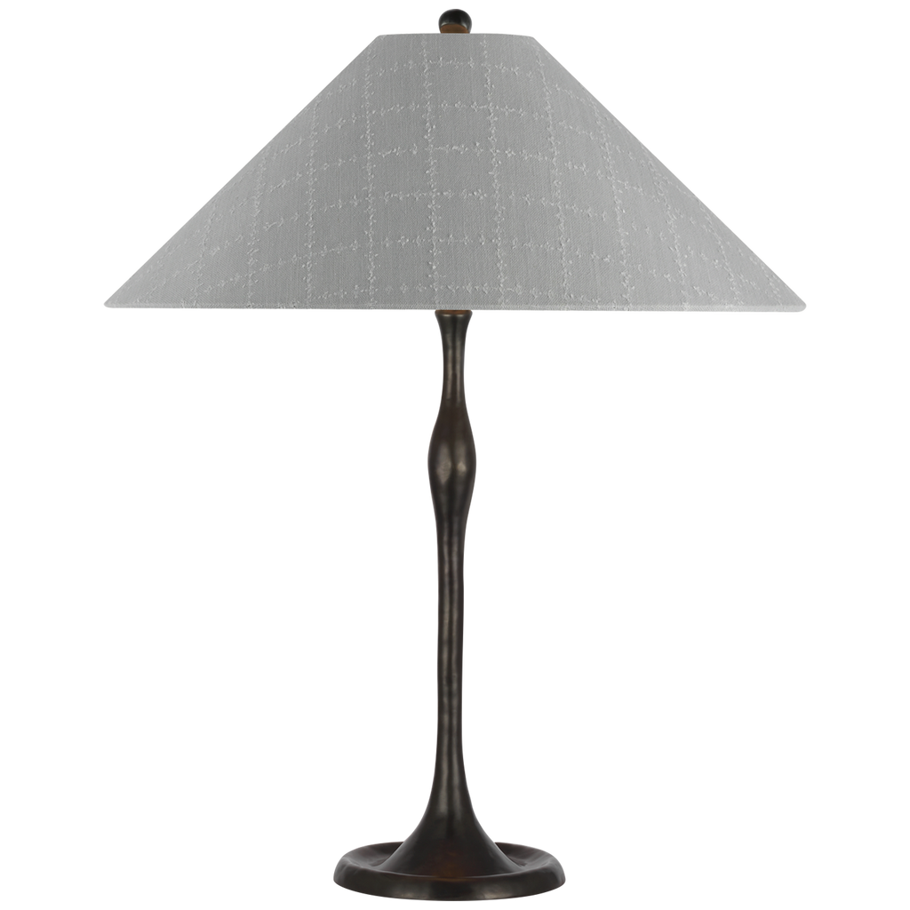 Romero Medium Table Lamp | Bronze | Schumacher 19" Sky Elin Check Flare Shade