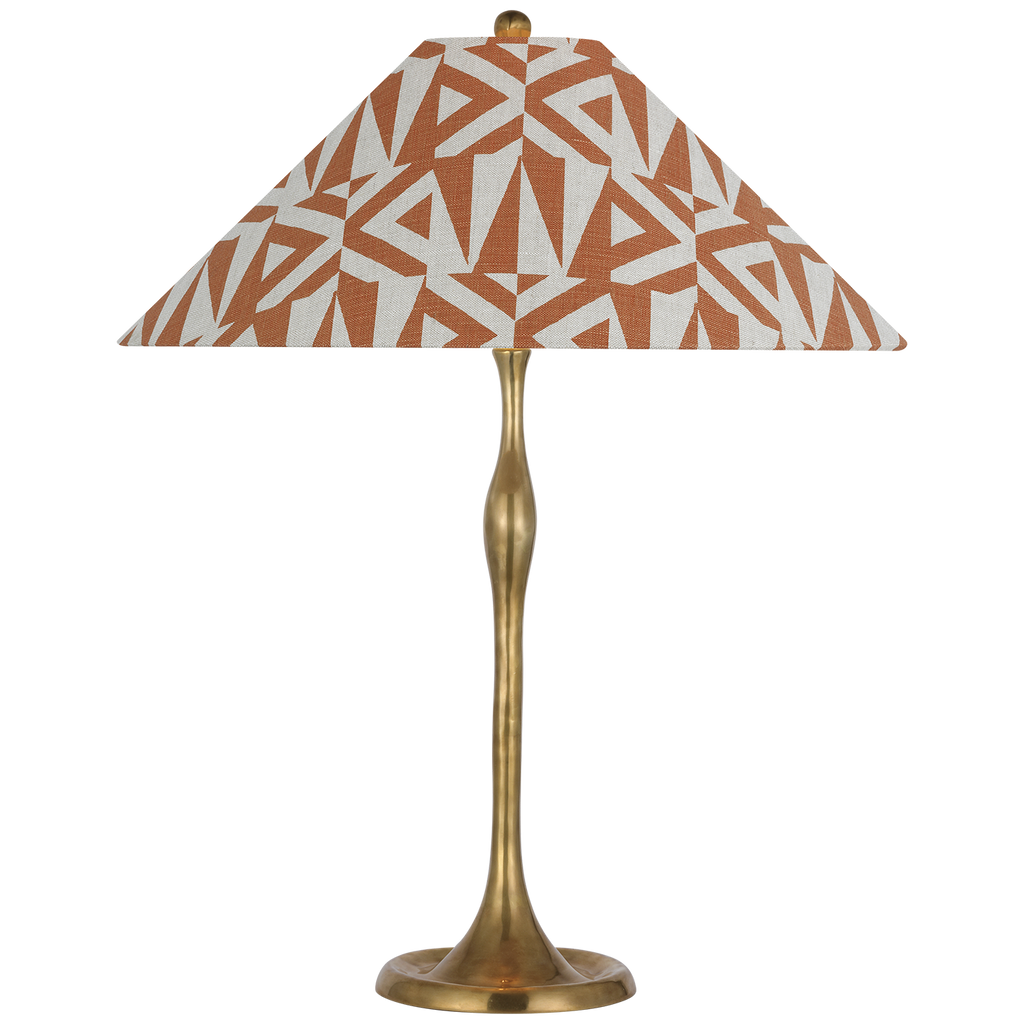 Romero Medium Table Lamp | Hand-Rubbed Antique Brass | Schumacher 19" Brick Amero Flare Shade