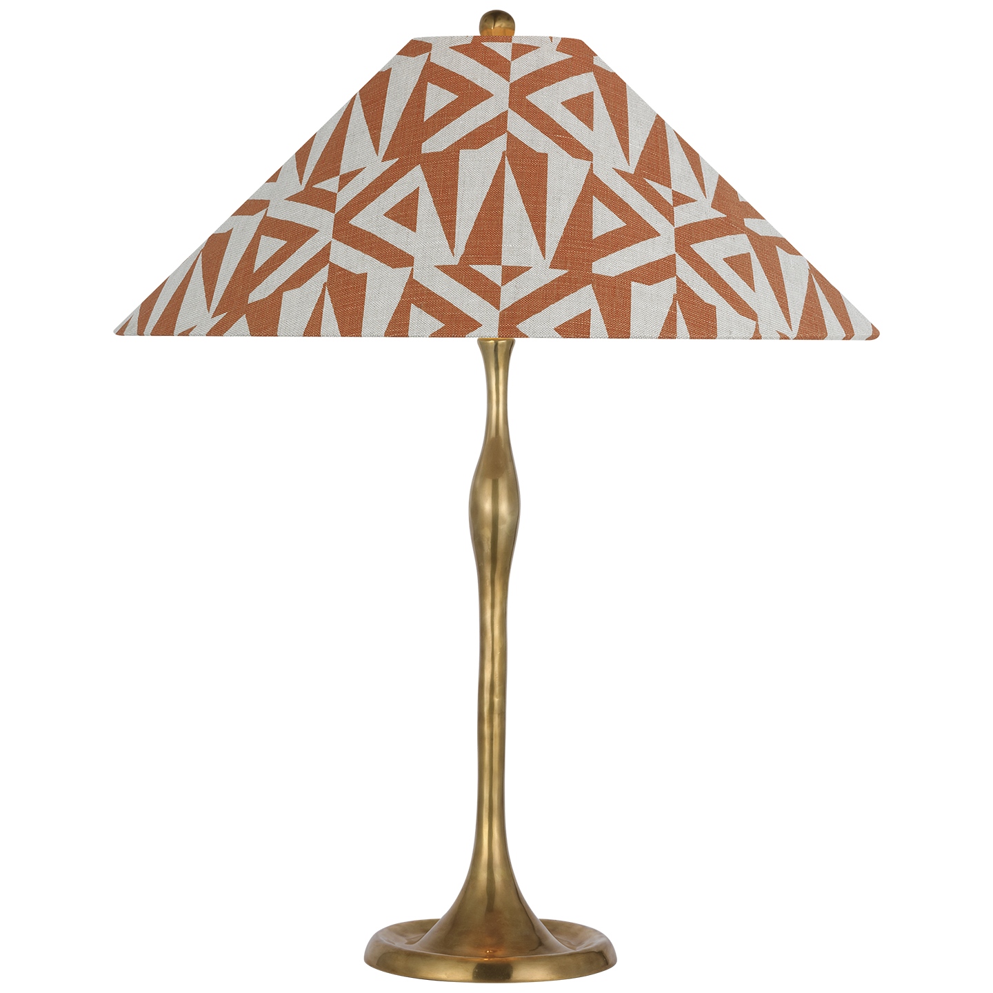 Romero Medium Table Lamp | Hand-Rubbed Antique Brass | Schumacher 19" Brick Amero Flare Shade