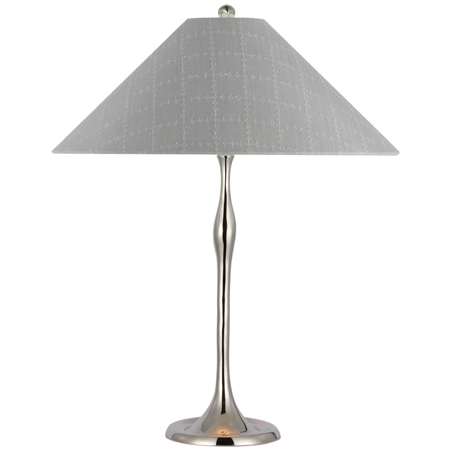 Romero Medium Table Lamp | Polished Nickel | Schumacher 19" Sky Elin Check Flare Shade