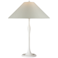Romero Medium Table Lamp | Plaster White | Schumacher 19" Blue Charee Stripe Flare Shade