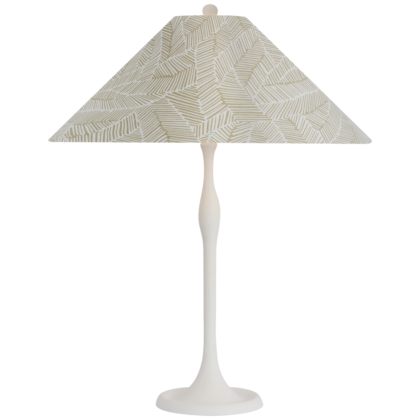 Romero Medium Table Lamp | Plaster White | Schumacher 19" Taupe Abstract Leaf Flare Shade
