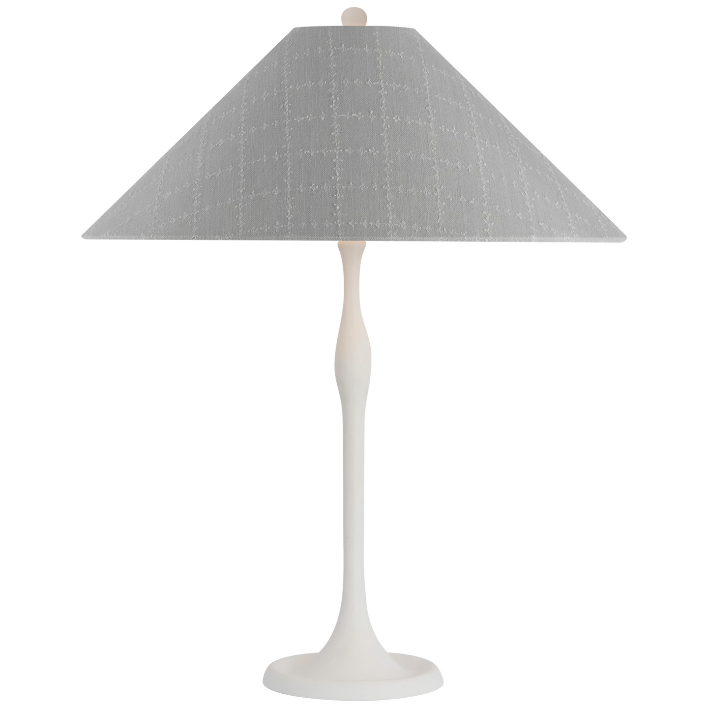 Romero Medium Table Lamp | Plaster White | Schumacher 19" Sky Elin Check Flare Shade