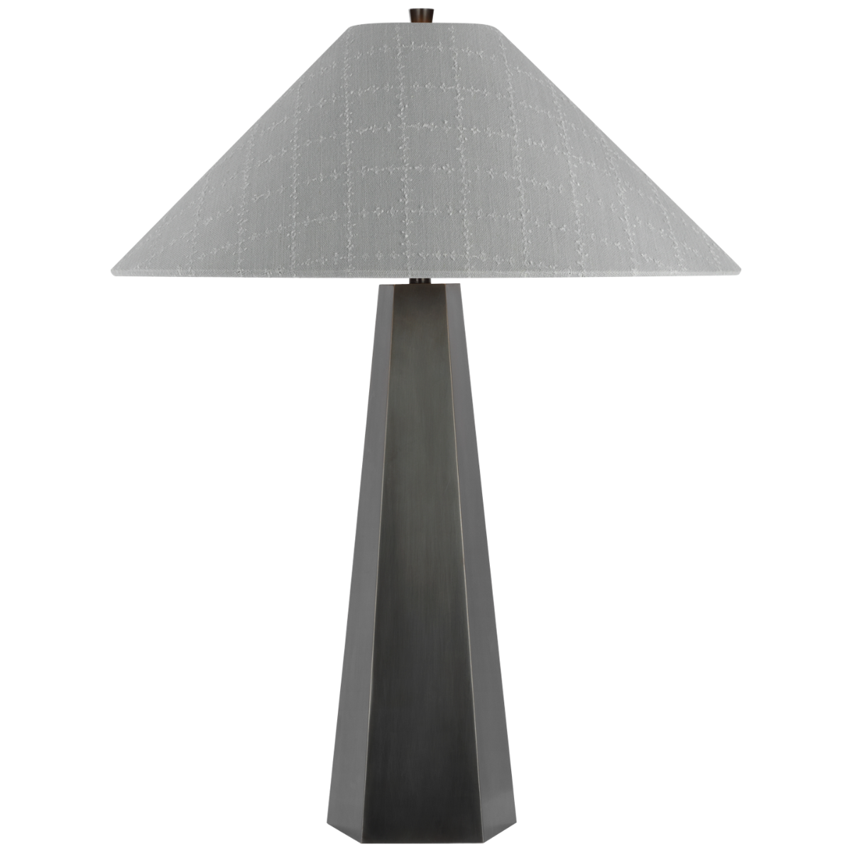 Zoran Medium Table Lamp | Bronze | Schumacher 21" Sky Elin Check Flare Shade