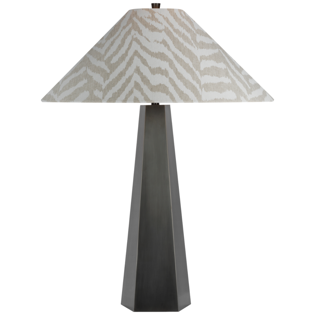 Zoran Medium Table Lamp | Bronze | Schumacher 21" Natural Quincy Flare Shade