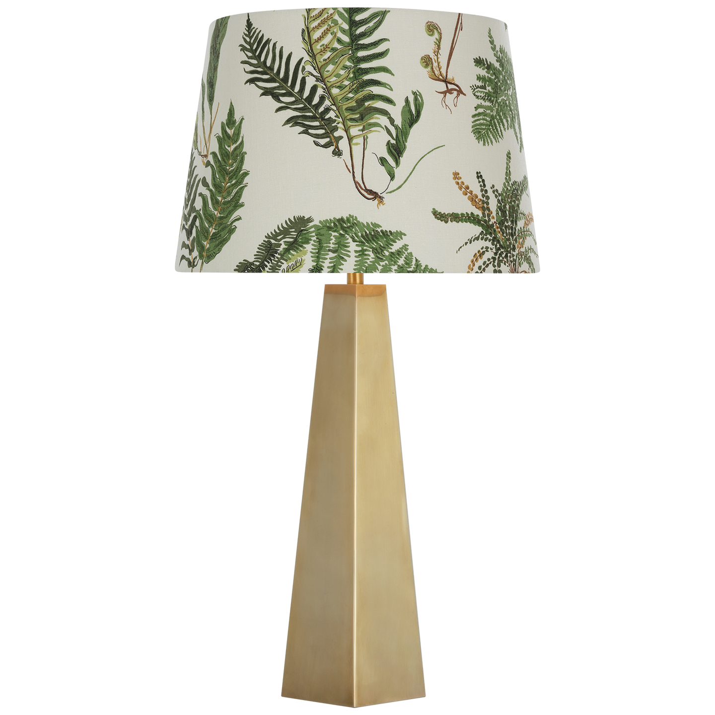 Zoran Medium Table Lamp | Hand-Rubbed Antique Brass | Schumacher 16" Document Les Fougeres Empire Shade