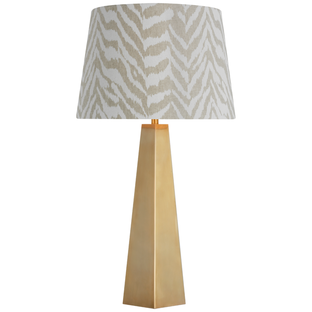 Zoran Medium Table Lamp | Hand-Rubbed Antique Brass | Schumacher 16" Natural Quincy Empire Shade